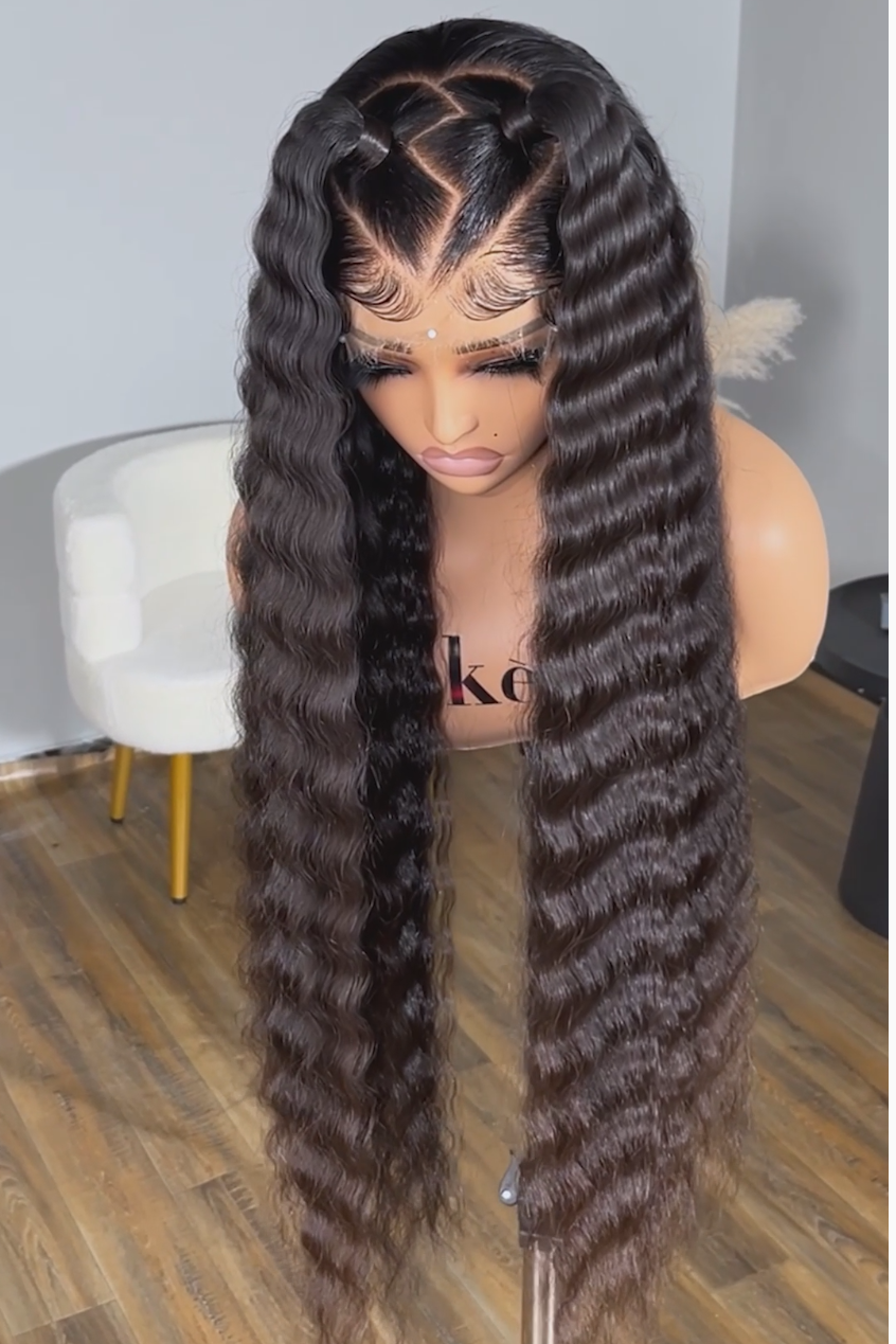 Keswigs 30 inch 6x6 HD Lace closure wigs virgin human hair 200 density lace closure crimped wigs