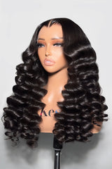 Keswigs 5x5 Glueless wig virgin human hair HD lace closure wigs 200 density wand curls wigs