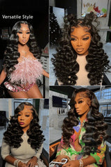 Keswigs 13x6 human hair HD Lace front wigs 180 density loose wave lace frontal wigs