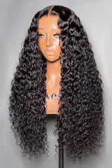 Keswigs 180% Density 100% Human Hair Water Wave 5x5 Closure HD Lace Glueless Free Part Long Wig Overall Appearance
