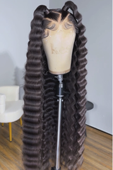 Keswigs 30 inch 6x6 HD Lace closure wigs virgin human hair 200 density lace closure crimped wigs