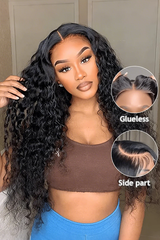 180% Density | Water Wave 5x5 Frontal HD Lace Glueless Free Part Long Wig 100% Human Hair