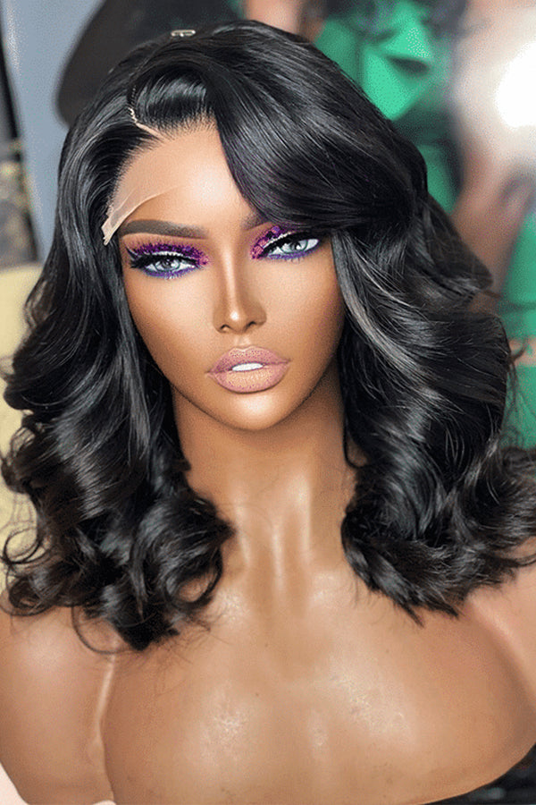 Mature C Part Natural Black Loose Wave 5x5 Undetectable HD Lace Wig 100% Human Hair