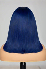 Keswigs Blue color 4x4 transparent lace closure wig 180% density human hair wigs