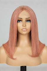 Keswigs Dark pink color 4x4 transparent lace closure wig 180% density human hair wigs