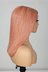 Keswigs Dark pink color 4x4 transparent lace closure wig 180% density human hair wigs