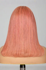 Keswigs Dark pink color 4x4 transparent lace closure wig 180% density human hair wigs