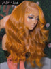 Kes x lilbit_collections 22 inch 5x5  Glueless human hair HD lace closure wigs 200% density body wave wigs orange color