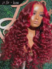 Kes x lilbit_collections 22 inch 5x5  Glueless human hair HD lace closure wigs 200% density loose wave wigs 99j and red highlight color