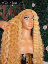 Kes x lilbit_collections 26 inch 5x5  Glueless human hair HD lace closure wigs 200% density loose wave wigs blonde color