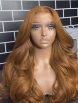 Keswigs Ginger Color 200 density body wave virgin human hair 13x4 HD Lace front wigs