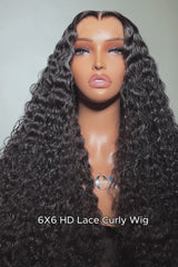 Keswigs 6x6 Glueless Wig Human Hair HD Lace Closure Wigs 200 Density Jerry Curly Wave Wigs